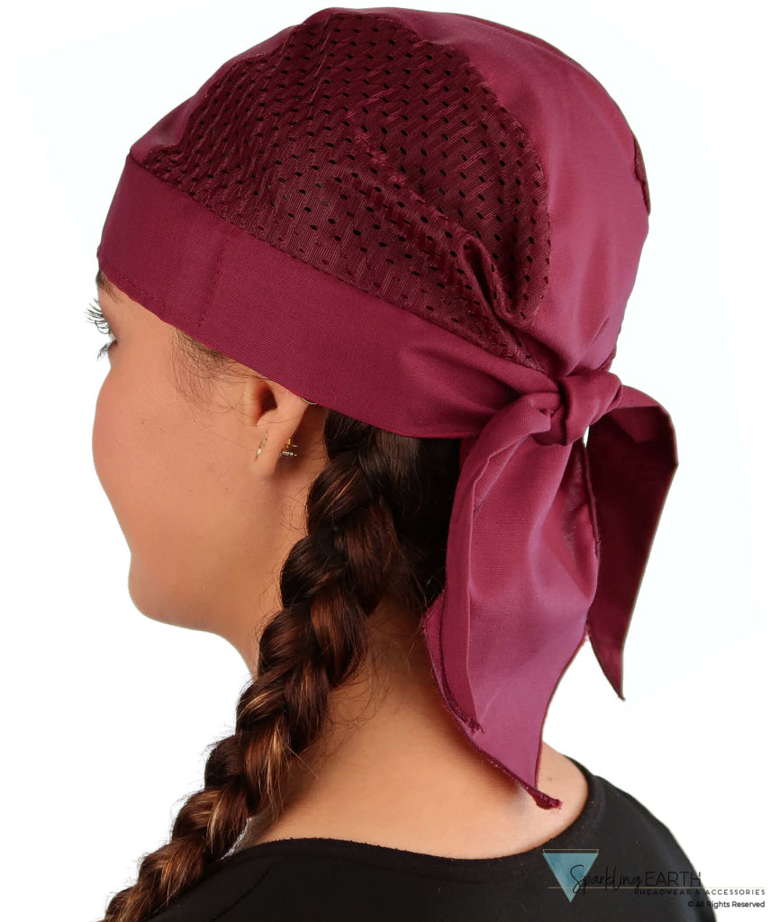 Breathable Cotton Skull Caps with Air Flow Side Panels - Ultimate Comfort Cotton - Burgundy Air Flow (Mesh Sides)