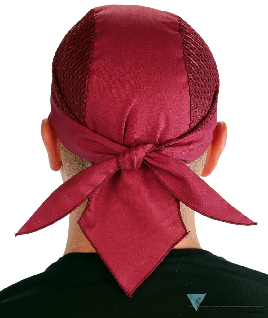 Breathable Cotton Skull Caps with Air Flow Side Panels - Ultimate Comfort Cotton - Burgundy Air Flow (Mesh Sides)