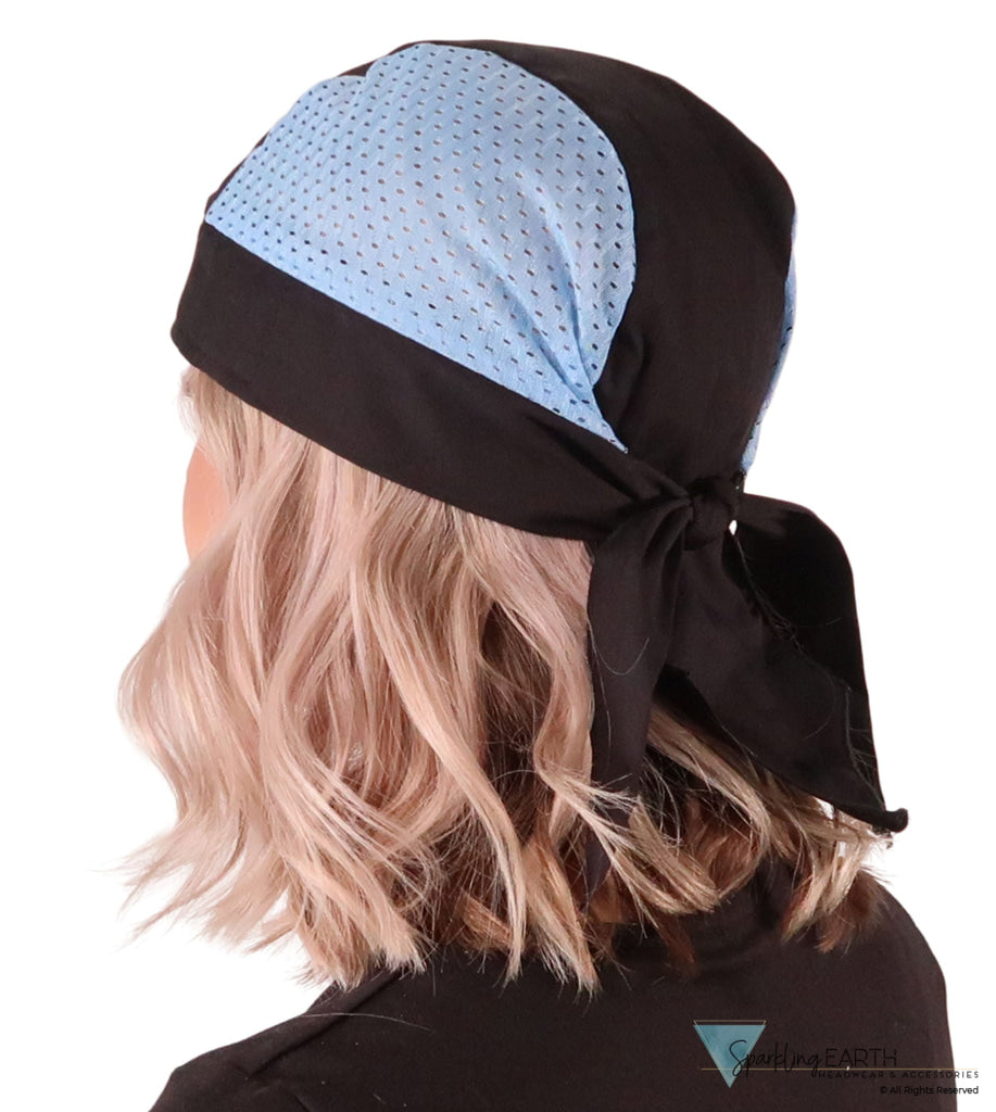 Breathable Cotton Skull Caps with Air Flow Side Panels - Ultimate Comfort Cotton - Sky Blue and Black Air Flow (Mesh