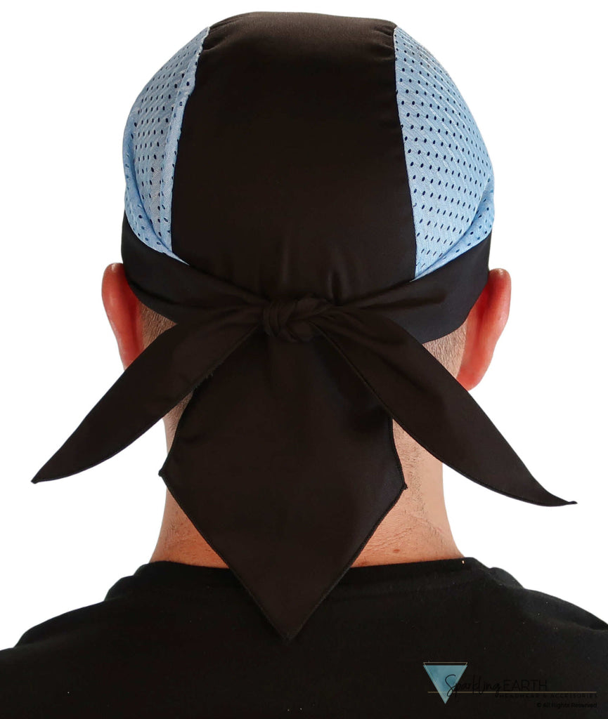 Breathable Cotton Skull Caps with Air Flow Side Panels - Ultimate Comfort Cotton - Sky Blue and Black Air Flow (Mesh