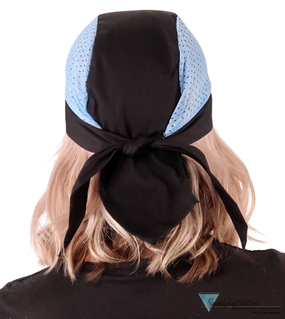 Breathable Cotton Skull Caps with Air Flow Side Panels - Ultimate Comfort Cotton - Sky Blue and Black Air Flow (Mesh