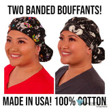 BUNDLE Banded Bouffant Ponytail Scrub Caps | Human Body Skeletons and X-Ray Dogs | American Made