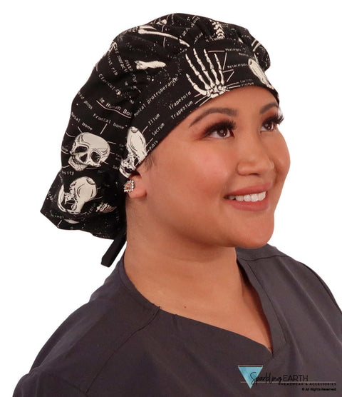 BUNDLE Banded Bouffant Ponytail Scrub Caps | Human Body Skeletons and X-Ray Dogs | American Made