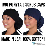 BUNDLE Big Hair Surgical Scrub Cap - Navy and Black Designer Banded Bouffant Surgical Caps