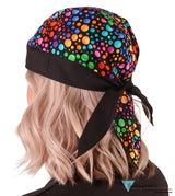 Breathable Cotton Skull Caps - Multi Colored Dots on Black Classic Skull Caps