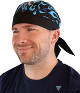 BUNDLE Classic Skull Cap - Royal Blue Flames on Black and Solid Black Classic Skull Caps - Made in USA! Classic Skull