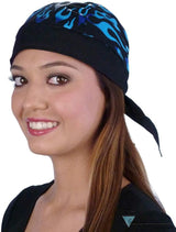 BUNDLE Classic Skull Cap - Royal Blue Flames on Black and Solid Black Classic Skull Caps - Made in USA! Classic Skull