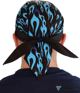 BUNDLE Classic Skull Cap - Royal Blue Flames on Black and Solid Black Classic Skull Caps - Made in USA! Classic Skull