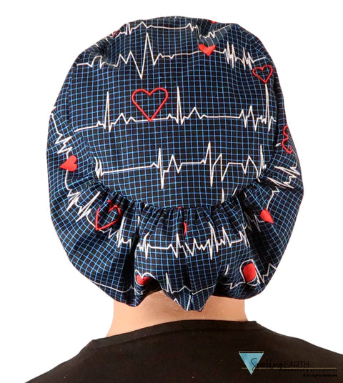 BUNDLE Euro Style Riley Comfort Scrub Cap | American Made | Black and Heartbeats on Navy Riley Comfort Scrub Caps