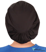 Embellished Euro Style Riley Comfort Scrub Cap - American Made - Blue Butterfly Patch on Black Riley Comfort Scrub Caps