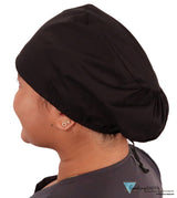 Euro Style Riley Comfort Scrub Cap - American Made - Solid Black Riley Comfort Scrub Caps