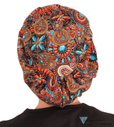 BUNDLE Riley Comfort Scrub Cap - Midnight Metallic Dragonflies and Indian Jewelry Coral Riley Comfort Scrub Caps