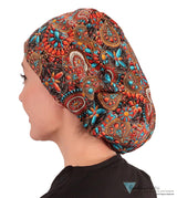 BUNDLE Riley Comfort Scrub Cap - Midnight Metallic Dragonflies and Indian Jewelry Coral Riley Comfort Scrub Caps