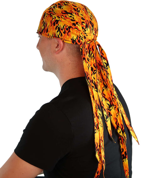 Nomad 10 Skull Cap - Rockstar Style for the Open Road - American Made - Raw Orange and Yellow Flames