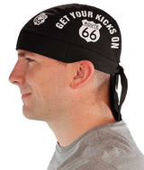 Classic Skull Cap - Screen Printed Get Your Kicks on Route 66 Black