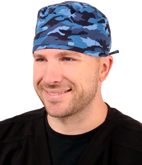 Surgical Scrub Cap - Dark Blue Camo
