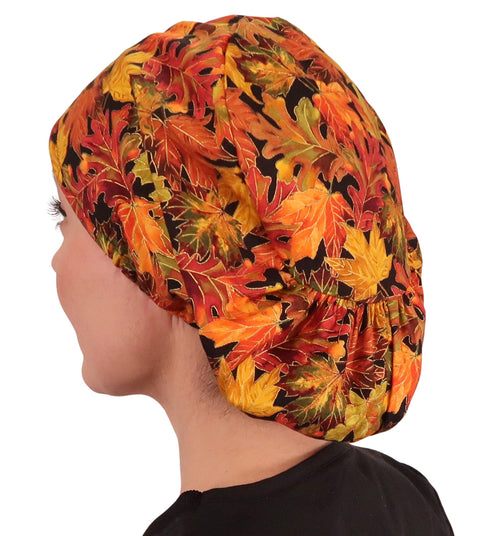 Riley Comfort Scrub Cap - Metallic Autumn Leaves