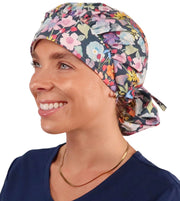 Banded Bouffant Surgical Scrub Cap - Wonderful Watercolor Blooms