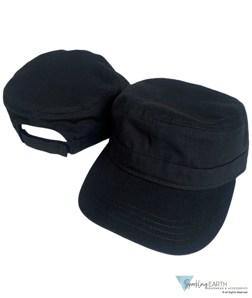 Adjustable Military Style Cadet Cap – 100% Cotton with Hook Loop