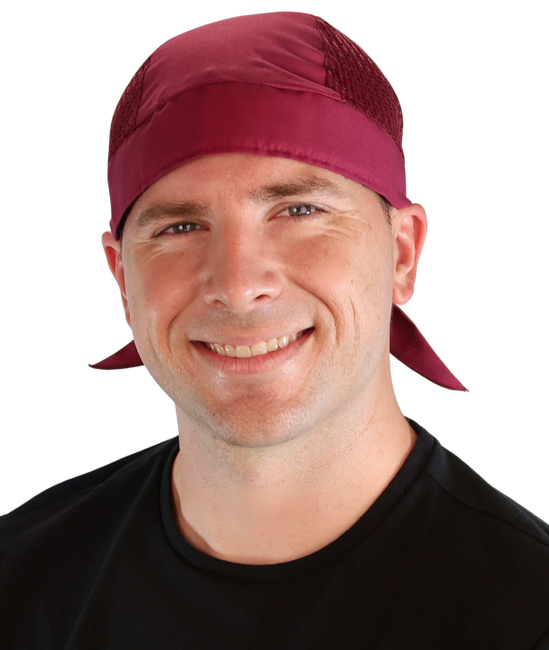 Breathable Cotton Skull Caps with Air Flow Side Panels - Ultimate Comfort Cotton - Burgundy Air Flow (Mesh Sides)