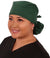 Front facing tied image of a woman in scrubs wearing a Big Hair Ponytail Scrub Cap with a Hunter Green pattern.