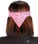 Chop Top Biker Style Headbands - Pink Cross Paisley with Rhinestones - Imported Chop Tops - Sparkling EARTH