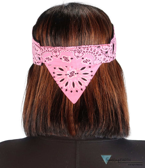 Chop Top Biker Style Headbands - Pink Cross Paisley with Rhinestones - Imported Chop Tops - Sparkling EARTH