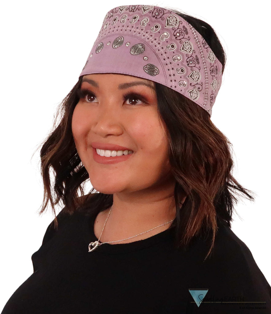 Chop Top Doo Wrap – Bold Biker Fashion Bandana with Lightweight Fit - Paisley Lavender with Rhinestones Imported Chop