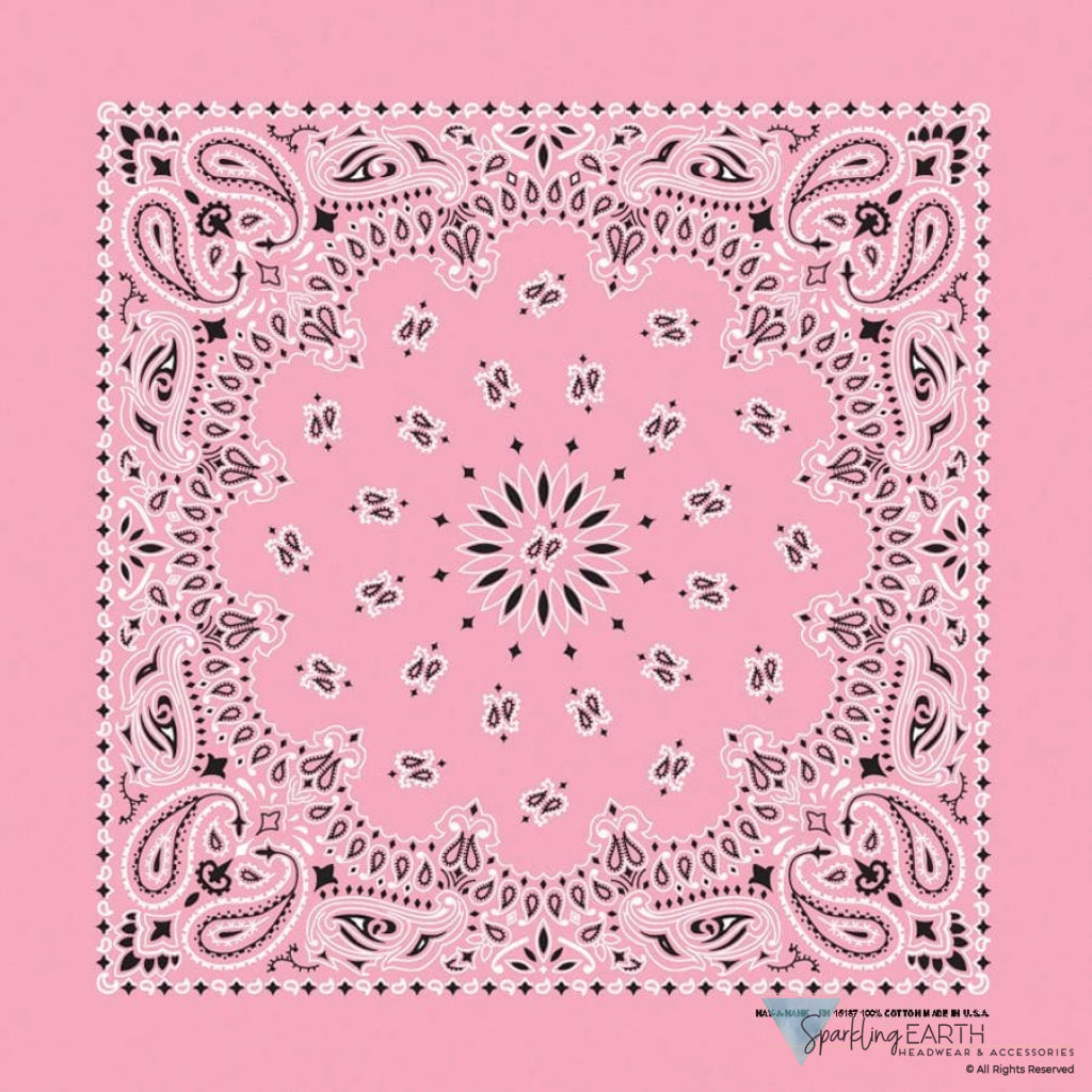 Classic Cotton Bandana – Soft Durable & Made in USA - Pink Paisley 22’’x22’’ Bandanas