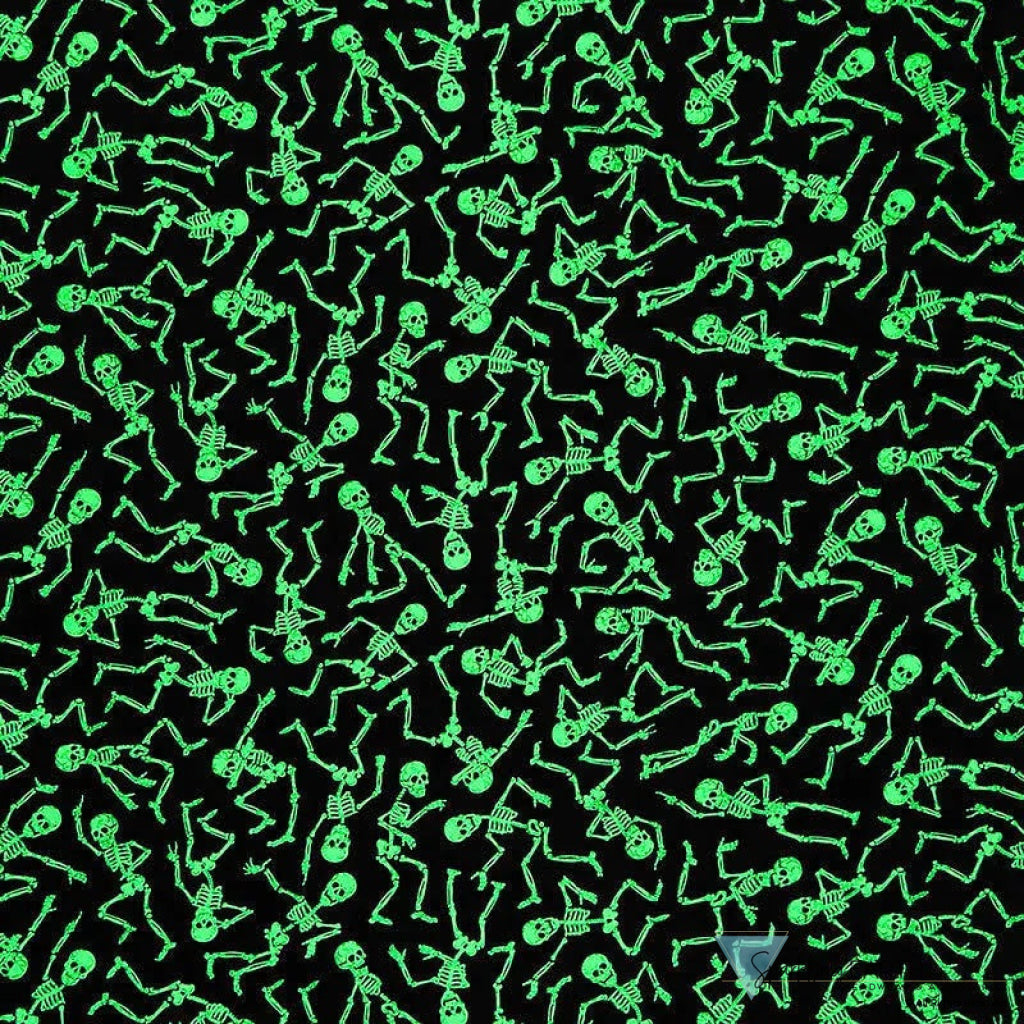 Classic Cotton Surgical Scrub Cap - American-Made with Sweatband - Dancing Skeletons with Black Ties (Glow In The Dark)