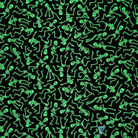 Classic Cotton Surgical Scrub Cap - American-Made with Sweatband - Dancing Skeletons with Black Ties (Glow In The Dark)