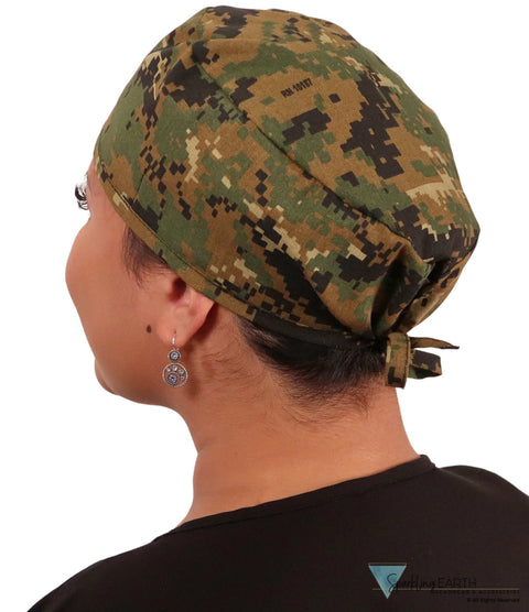 Surgical Cap - Digital Green Camo - Surgical Scrub Caps - Sparkling EARTH
