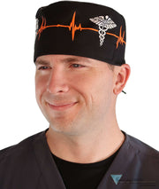 Surgical Scrub Cap - EKG Signal & Medical Sign - Surgical Scrub Caps - Sparkling EARTH