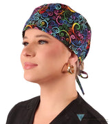Classic Cotton Surgical Scrub Cap American-Made with Sweatband - Ethereal Kaleidoscope Surgical Scrub Caps