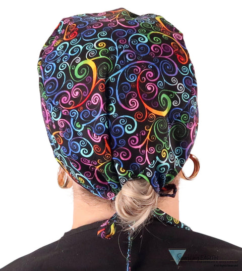 Classic Cotton Surgical Scrub Cap American-Made with Sweatband - Ethereal Kaleidoscope Surgical Scrub Caps