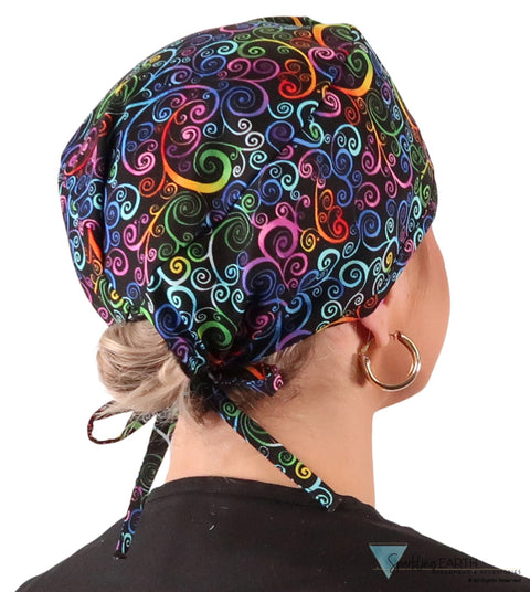 Classic Cotton Surgical Scrub Cap American-Made with Sweatband - Ethereal Kaleidoscope Surgical Scrub Caps