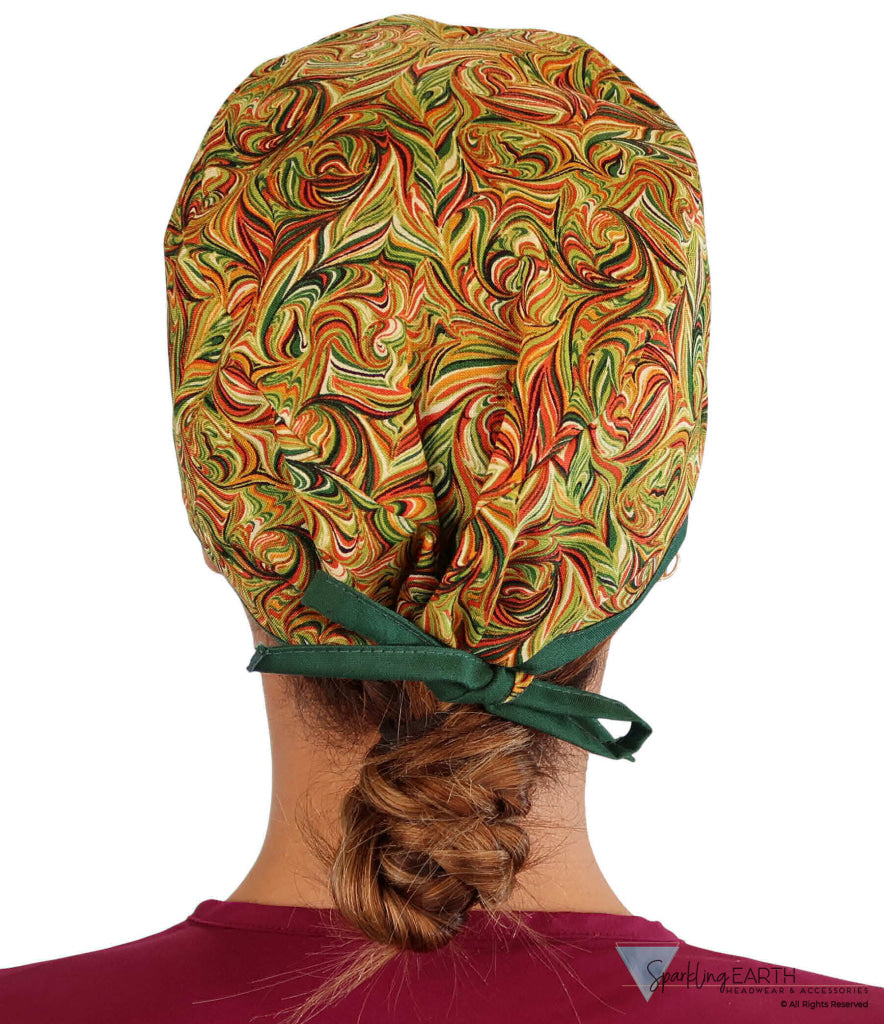Classic Cotton Surgical Scrub Cap - American-Made with Sweatband - Fall Harvest Swirls SALE-Fall-2025