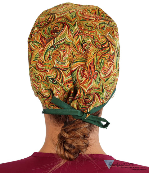 Surgical Scrub Cap - Fall Harvest Swirls - Surgical Scrub Caps - Sparkling EARTH