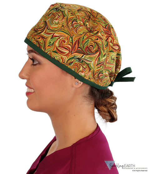 Surgical Scrub Cap - Fall Harvest Swirls - Surgical Scrub Caps - Sparkling EARTH