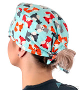 Classic Cotton Surgical Scrub Cap American-Made with Sweatband - Friendly Foxes Surgical Scrub Caps