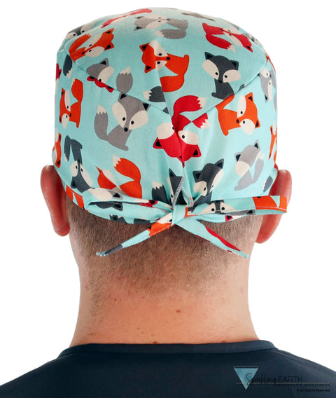 Classic Cotton Surgical Scrub Cap American Made with Sweatband Friendly Foxes Surgical Scrub Caps