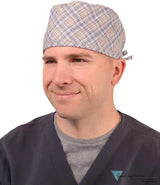 Surgical Scrub Cap - Grey & Tan Rad Plaid - Surgical Scrub Caps - Sparkling EARTH