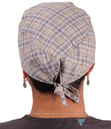 Surgical Scrub Cap - Grey & Tan Rad Plaid - Surgical Scrub Caps - Sparkling EARTH