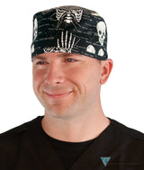 Classic Cotton Surgical Scrub Cap American Made with Sweatband Human Body Skeleton (Glow in the Dark) Surgical Scrub
