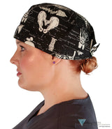 Classic Cotton Surgical Scrub Cap American-Made with Sweatband - Human Body Skeleton (Glow in the Dark) Surgical Scrub