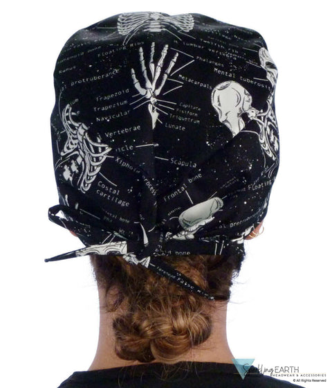 Classic Cotton Surgical Scrub Cap American Made with Sweatband Human Body Skeleton (Glow in the Dark) Surgical Scrub