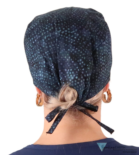 Classic Cotton Surgical Scrub Cap American-Made with Sweatband - Midnight Navy Batik Surgical Scrub Caps