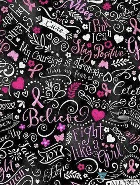 Classic Cotton Surgical Scrub Cap - American-Made with Sweatband - Pink Ribbon Collage on Black Surgical Scrub Caps