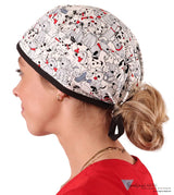 Classic Cotton Surgical Scrub Cap American-Made with Sweatband - Playful Puppies with Black Ties Surgical Scrub Caps