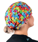 Classic Cotton Surgical Scrub Cap - American-Made with Sweatband - Prismatic Pooch Party Surgical Scrub Caps
